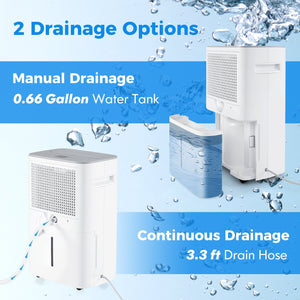 Dehumidifier with Auto Drain or Manual Drainage for Home Basement-White view 5