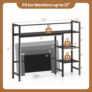 Desktop Bookshelf 38.5 inches W with Storage Display Rack for Home Office-Black view 5