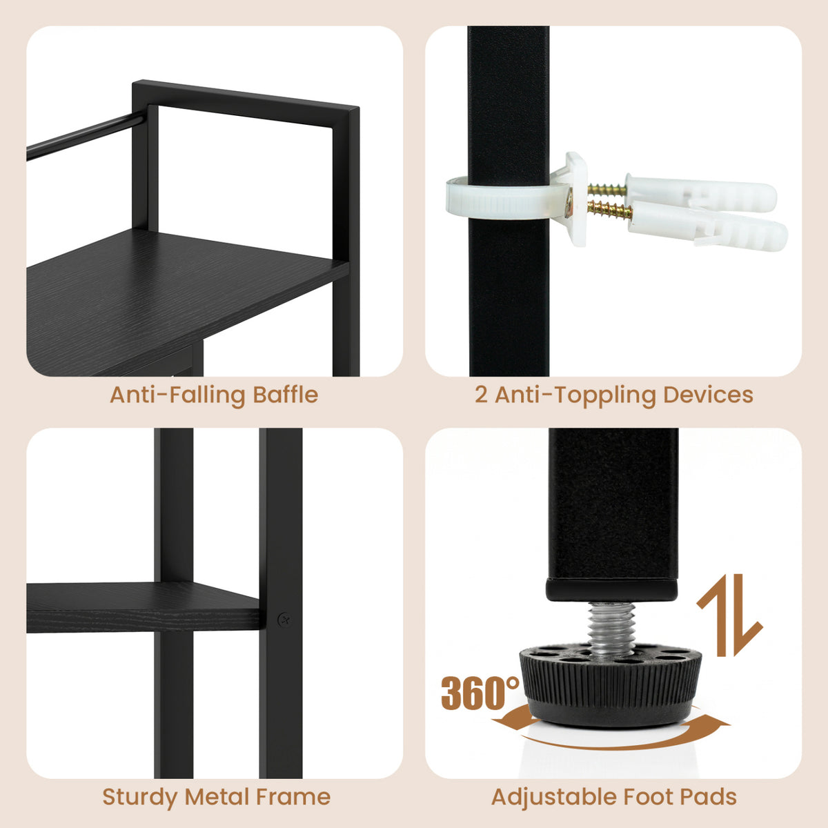 Desktop Bookshelf 38.5 inches W with Storage Display Rack for Home Office-Black view 8