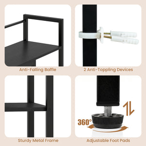 Desktop Bookshelf 38.5 inches W with Storage Display Rack for Home Office-Black view 8