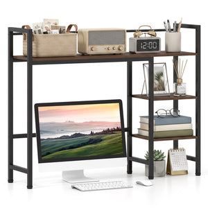 Desktop Bookshelf 38.5 inches W with Storage Display Rack for Home Office-Rustic Brown view 4