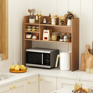 Desktop Bookshelf Countertop Storage Hutch with 6 Shelves-Natural view 6