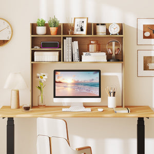 Desktop Bookshelf Countertop Storage Hutch with 6 Shelves-Natural view 7