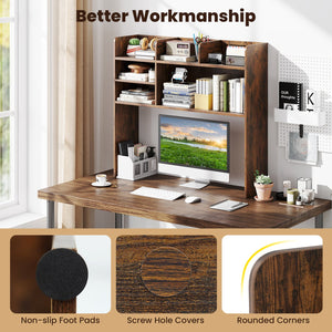 Desktop Bookshelf Countertop Storage Hutch with 6 Shelves-Rustic Brown view 7
