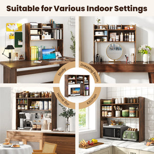 Desktop Bookshelf Countertop Storage Hutch with 6 Shelves-Rustic Brown view 9