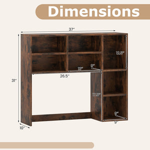 Desktop Bookshelf with 7 Open Cubbies and 3 Adjustable Shelves-Brown view 5
