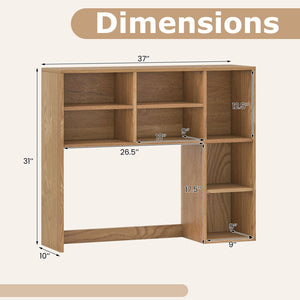 Desktop Bookshelf with 7 Open Cubbies and 3 Adjustable Shelves-Natural view 5