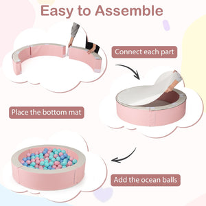 Detachable Foam Ball Pit with 50 Colorful Ocean Balls-Pink view 4