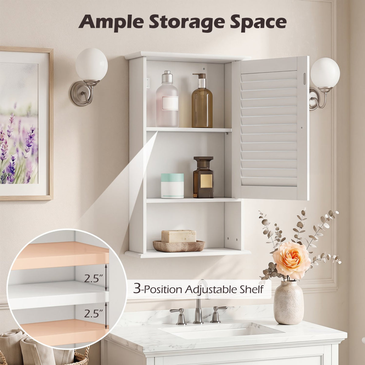 27.5 Inch H Wall Hanging Bathroom Storage Cabinet view 8