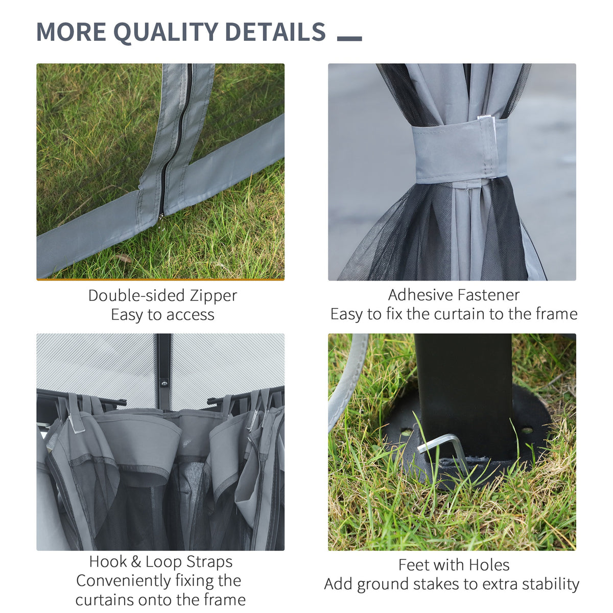 9.8' x 9.8' Garden Aluminium Gazebo Hardtop Roof Canopy Marquee Party Tent Patio Outdoor Shelter with Mesh Curtains & Side Walls, Grey