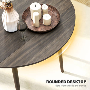 Folding Dining Table, Round Drop Leaf Kitchen Table for Small Spaces with Wood Legs, Oak – view 27