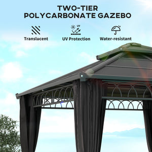 10' x 10' Outdoor Hardtop Gazebo Canopy w/ Double PC Roof, Steel Frame, Nettings – view 3