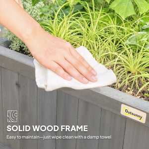 Wood Planter with Trellis for Vine Climbing, Raised Garden Bed, Privacy Screen for Backyard, Patio, Deck, Dark Grey