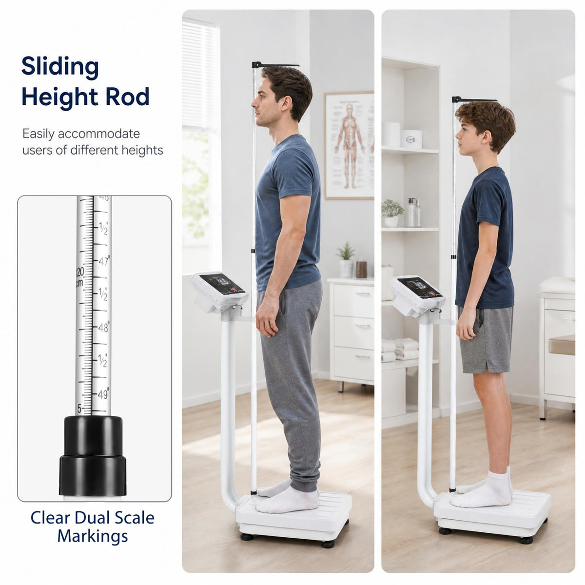 Digital Height and Weight Scale with Height Rod 400 lbs & LED Display view 6