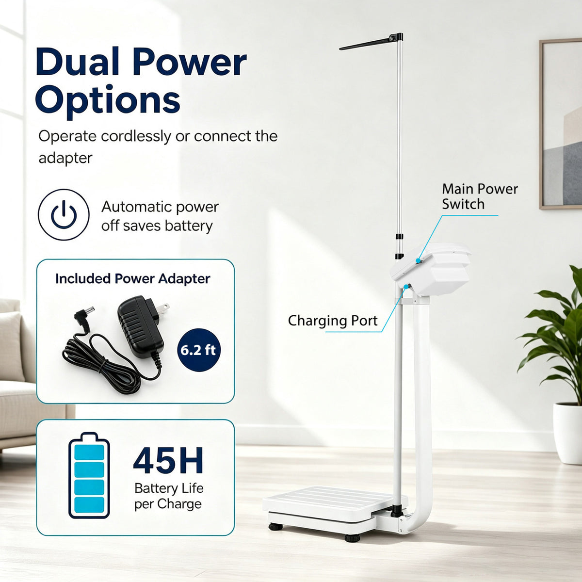 Digital Height and Weight Scale with Height Rod 400 lbs & LED Display view 8