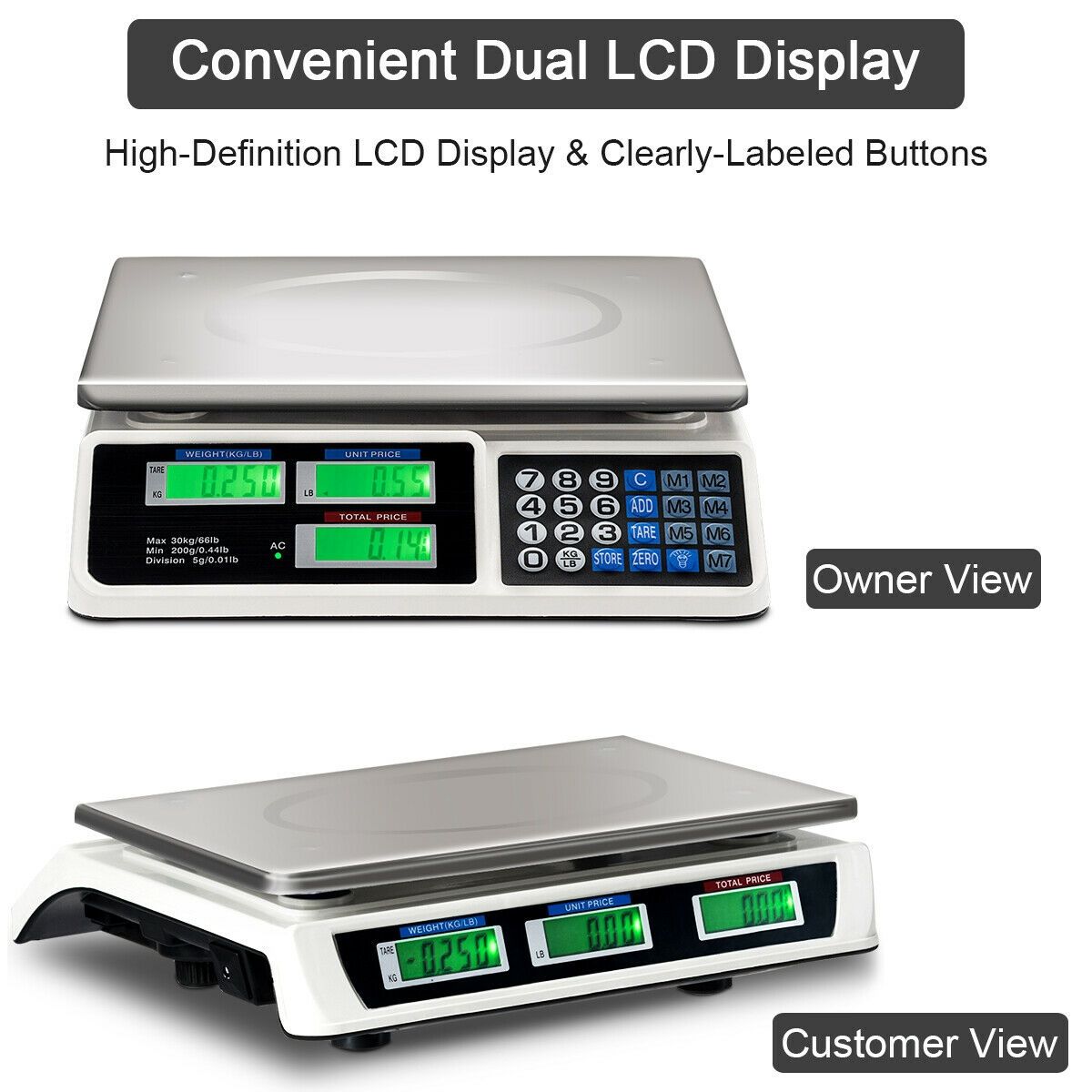 66 lbs Electronic Price Computing Scale with LCD Screen Display view 5
