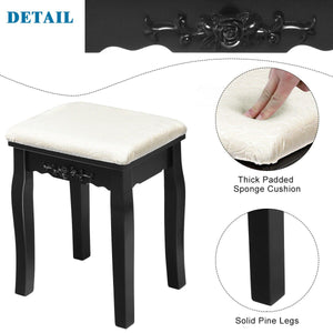 10 Dimmable Light Bulbs Vanity Dressing Table with 2 Dividers and Cushioned Stool-Black view 9