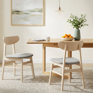 Dining Chair Set of 2 Fabric Upholstered Kitchen Armless Chairs-Natural view 2