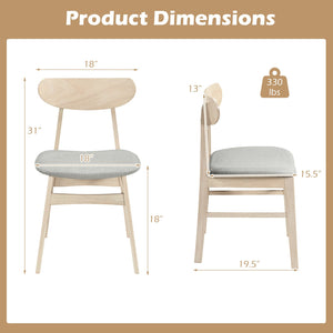 Dining Chair Set of 2 Fabric Upholstered Kitchen Armless Chairs-Natural view 4