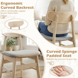 Dining Chair Set of 2 Fabric Upholstered Kitchen Armless Chairs-Natural view 5