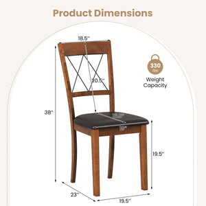 Dining Chair Set of 2 Fabric Upholstered Kitchen Armless Chairs with Rubber Wood Frame-Walnut view 3