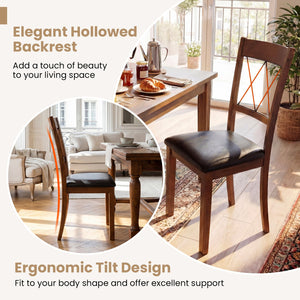 Dining Chair Set of 2 Fabric Upholstered Kitchen Armless Chairs with Rubber Wood Frame-Walnut view 5