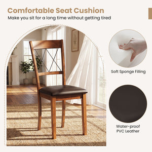 Dining Chair Set of 2 Fabric Upholstered Kitchen Armless Chairs with Rubber Wood Frame-Walnut view 6