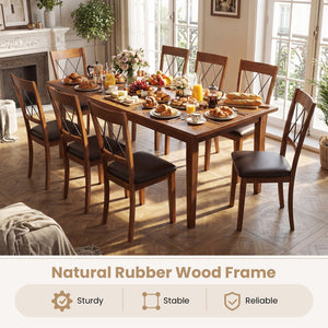 Dining Chair Set of 2 Fabric Upholstered Kitchen Armless Chairs with Rubber Wood Frame-Walnut view 7