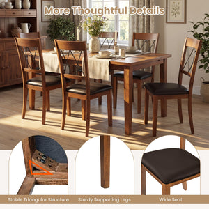 Dining Chair Set of 2 Fabric Upholstered Kitchen Armless Chairs with Rubber Wood Frame-Walnut view 8