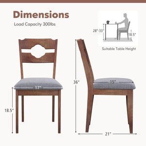 Dining Chair Set of 2 Fabric Upholstered Kitchen Chairs with Padded Seat and High Back-Gray view 4
