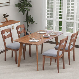 Dining Chair Set of 2 Fabric Upholstered Kitchen Chairs with Padded Seat and High Back-Gray view 5