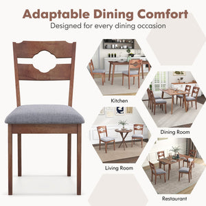 Dining Chair Set of 2 Fabric Upholstered Kitchen Chairs with Padded Seat and High Back-Gray view 9