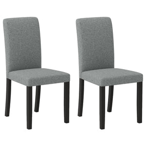 Dining Chair Set of 2 Mid-Century Modern Chairs with Rubber Wood Legs-Gray