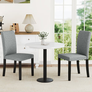 Dining Chair Set of 2 Mid-Century Modern Chairs with Rubber Wood Legs-Gray view 2