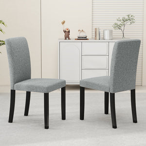 Dining Chair Set of 2 Mid-Century Modern Chairs with Rubber Wood Legs-Gray view 3