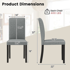 Dining Chair Set of 2 Mid-Century Modern Chairs with Rubber Wood Legs-Gray view 5