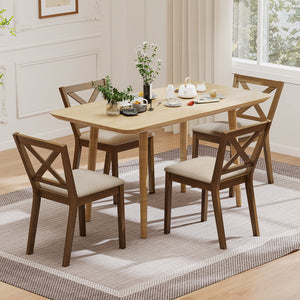 Dining Chair Set of 2 Modern Kitchen Chair with Upholstered Seat-Brown view 3