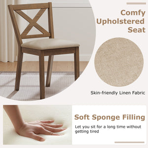Dining Chair Set of 2 Modern Kitchen Chair with Upholstered Seat-Brown view 6
