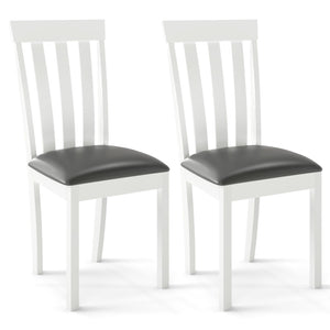 Dining Chair Set of 2 Upholstered Wooden Kitchen Chairs with Padded Seat and Rubber Wood Frame-White