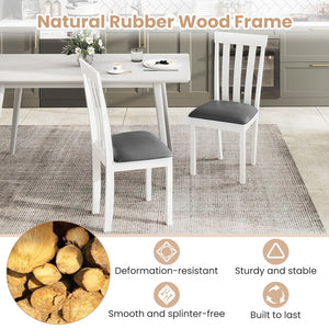 Dining Chair Set of 2 Upholstered Wooden Kitchen Chairs with Padded Seat and Rubber Wood Frame-White view 7