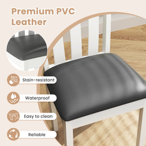 Dining Chair Set of 2 Upholstered Wooden Kitchen Chairs with Padded Seat and Rubber Wood Frame-White view 8