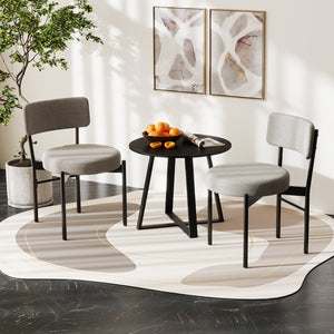 Dining Chair Set of 2 with Curved Backrest and Padded Seat-Gray view 2