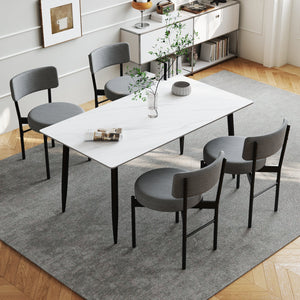 Dining Chair Set of 2 with Curved Backrest and Padded Seat-Gray view 3