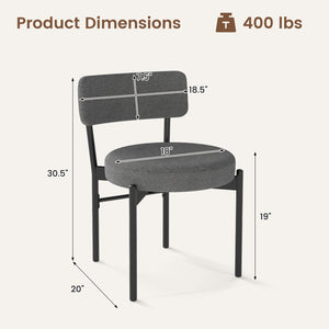 Dining Chair Set of 2 with Curved Backrest and Padded Seat-Gray view 4