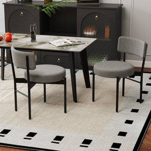 Dining Chair Set of 2 with Curved Backrest and Padded Seat-Gray view 5