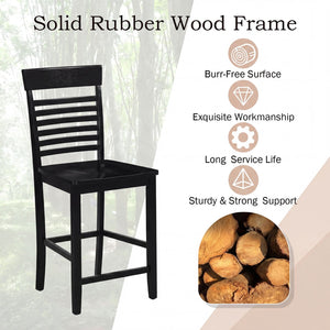 Dining Chair Set of 2 with Footrests and Solid Wood Frame-Black view 5