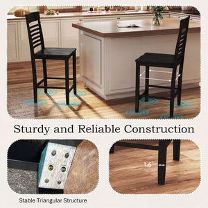Dining Chair Set of 2 with Footrests and Solid Wood Frame-Black view 7