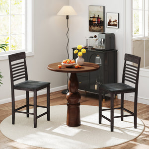 Dining Chair Set of 2 with Footrests and Solid Wood Frame-Gray view 2
