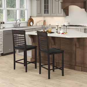 Dining Chair Set of 2 with Footrests and Solid Wood Frame-Gray view 3