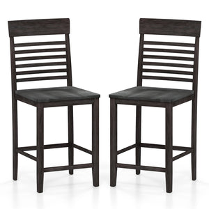 Dining Chair Set of 2 with Footrests and Solid Wood Frame-Gray view 4